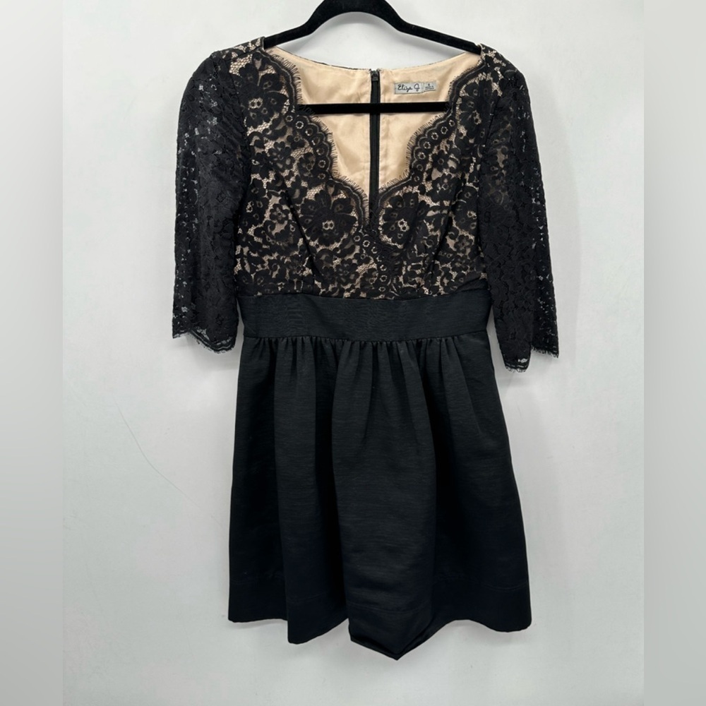 ELIZA J black Lace & faille midi length sexy whimsigoth dress. 8 - Picture 2 of 11